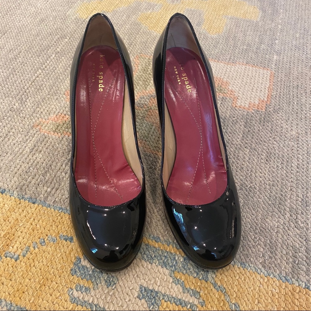 Kate Spade Black Patent Leather Block Heels